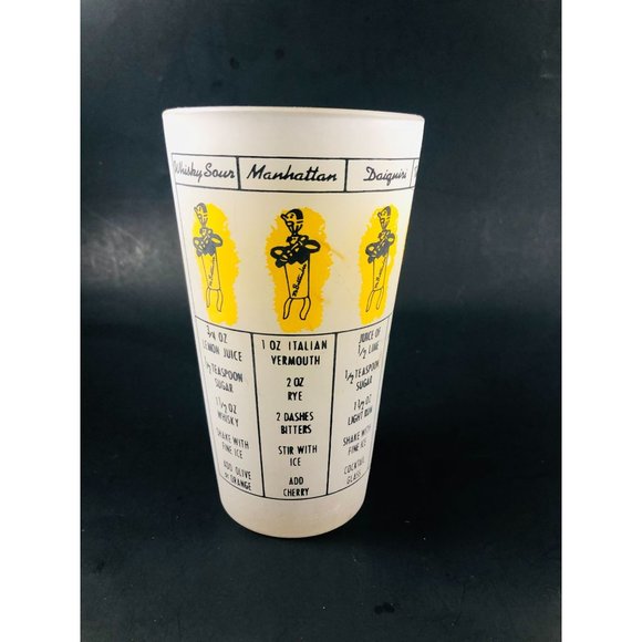 Vtg Federal Cocktail Mixer Shaker Glass Drink Recipes MCM Retro Bar 6” - Picture 1 of 6